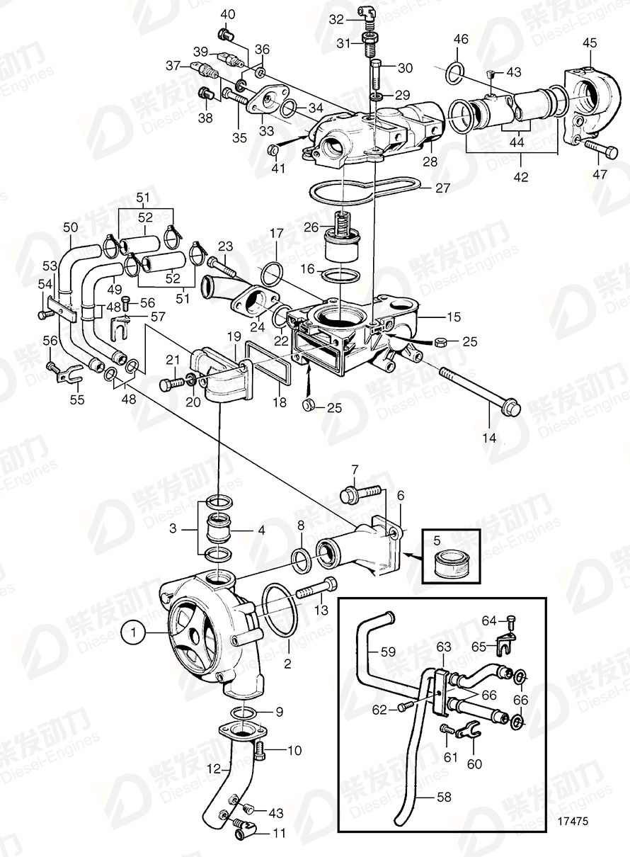 volvo penta Coolant pipe 865817 Drawing volvo penta Coolant pipe 865817 Drawing